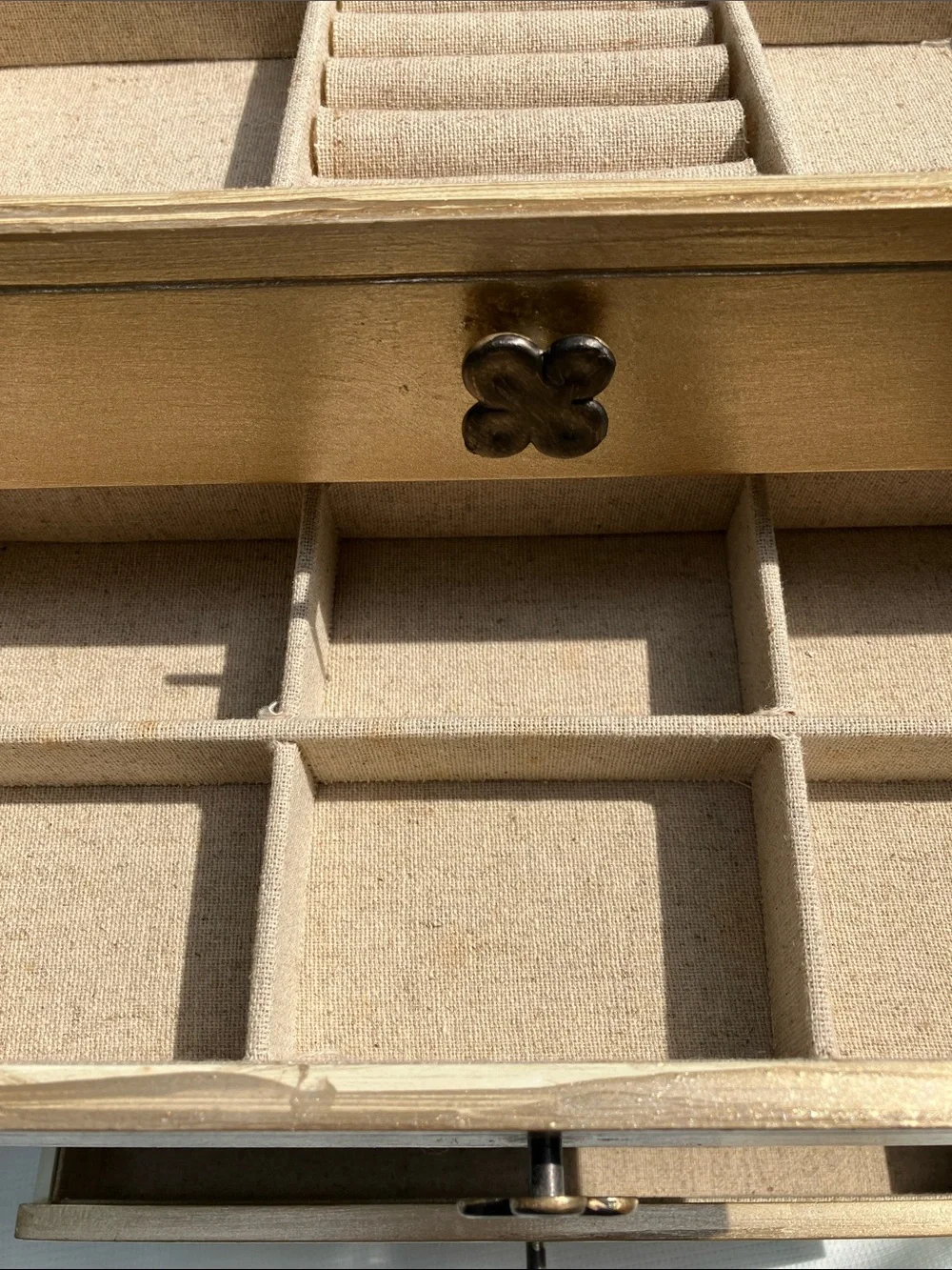 Beautiful Solid Wood Jewelry Organizer in Gold Stained/Painted